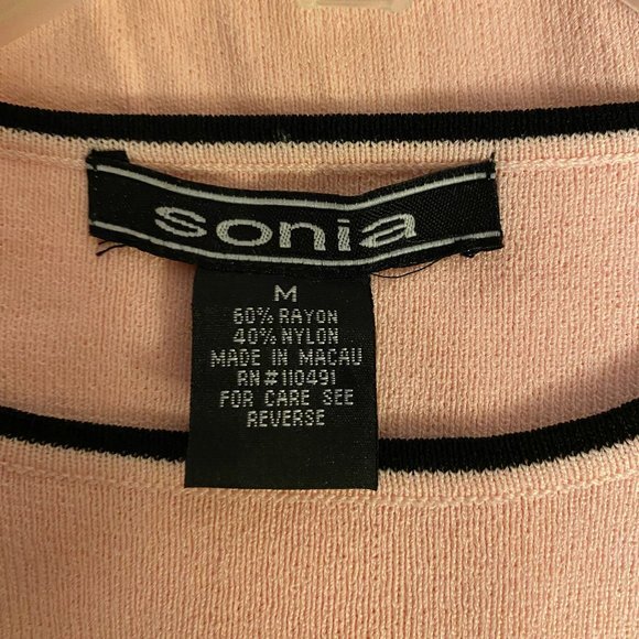 Sonia Pink/Black Sleeveless Sweater Top Size M NWT - Picture 5 of 5